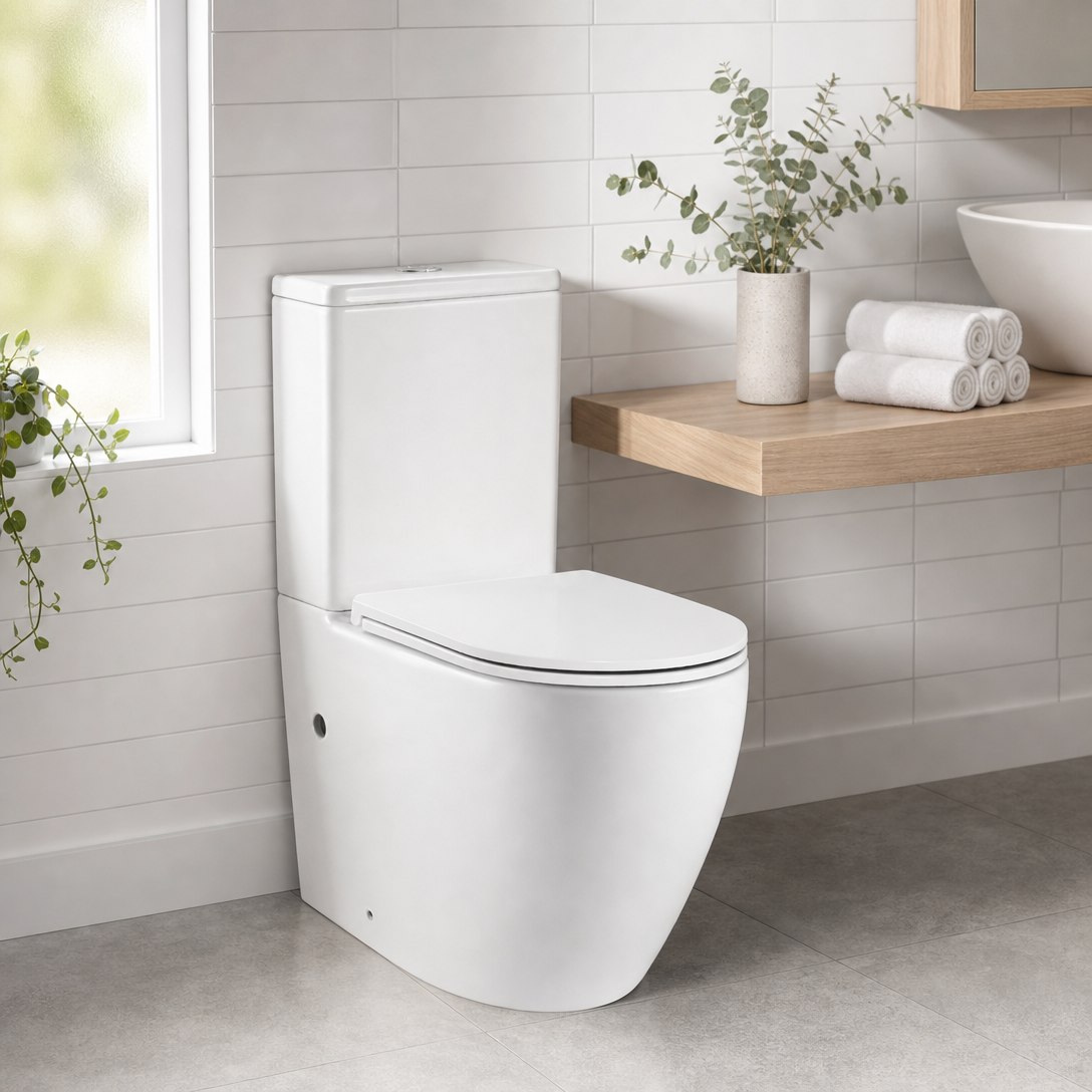 Buller 615 Rimless Toilet Suite - Compact Back to Wall Gloss White