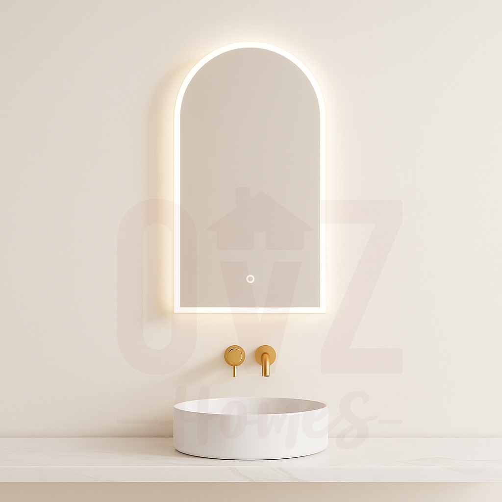 450/500/600mm Arch Frontlit LED Mirror Touch Sensor Switch