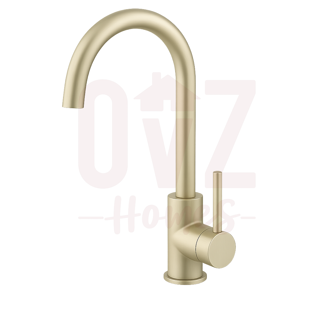 Gooseneck Swivel Sink Mixer Stainless Steel Variant Colour Available Lead-free copper