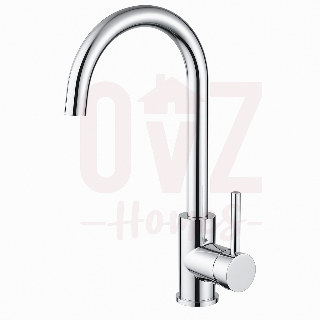 Gooseneck Swivel Sink Mixer Stainless Steel Variant Colour Available Lead-free copper