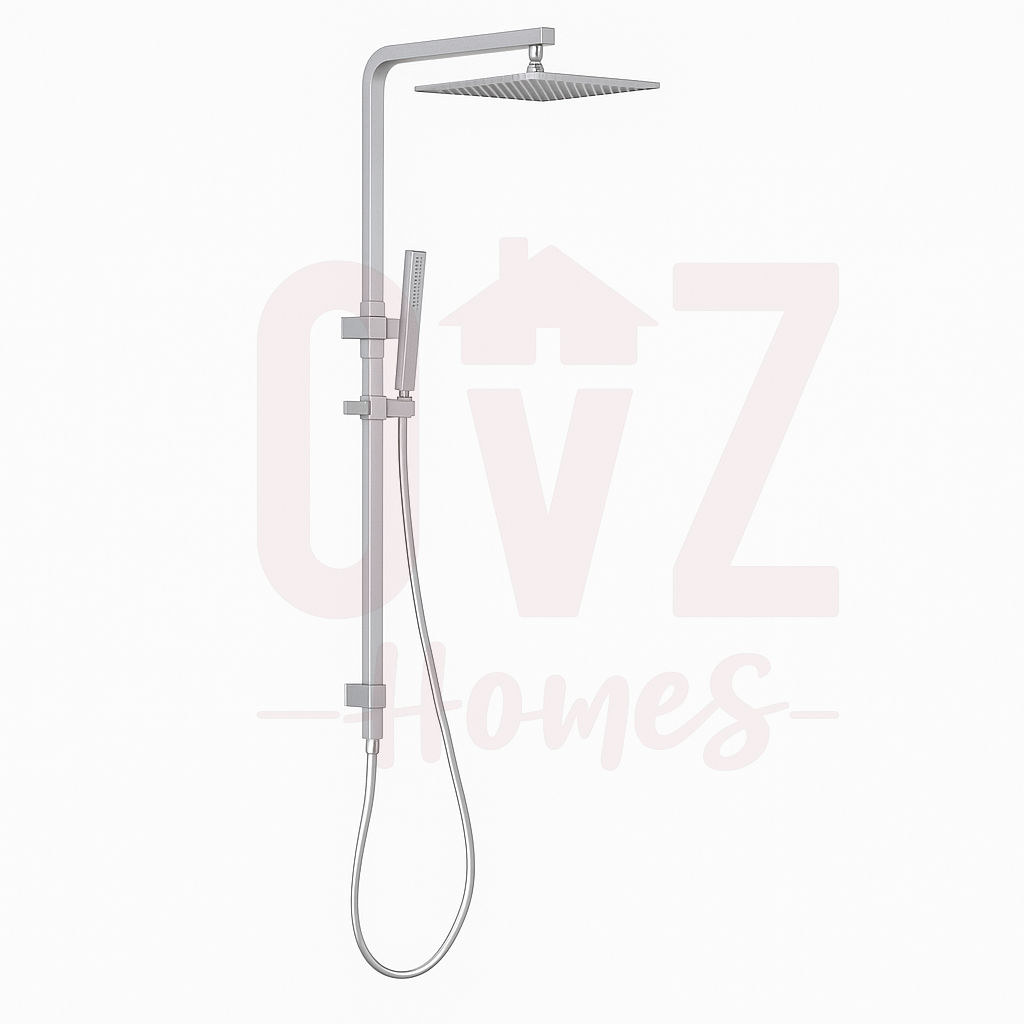 Square Wide Rail Twin Shower Station Top Water Inlet with 3 Functions Handheld In Various Colour Lead-free copper