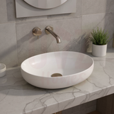 500x390x130mm Oval Above Counter Matt White Ceramic Basin Ultra Slim