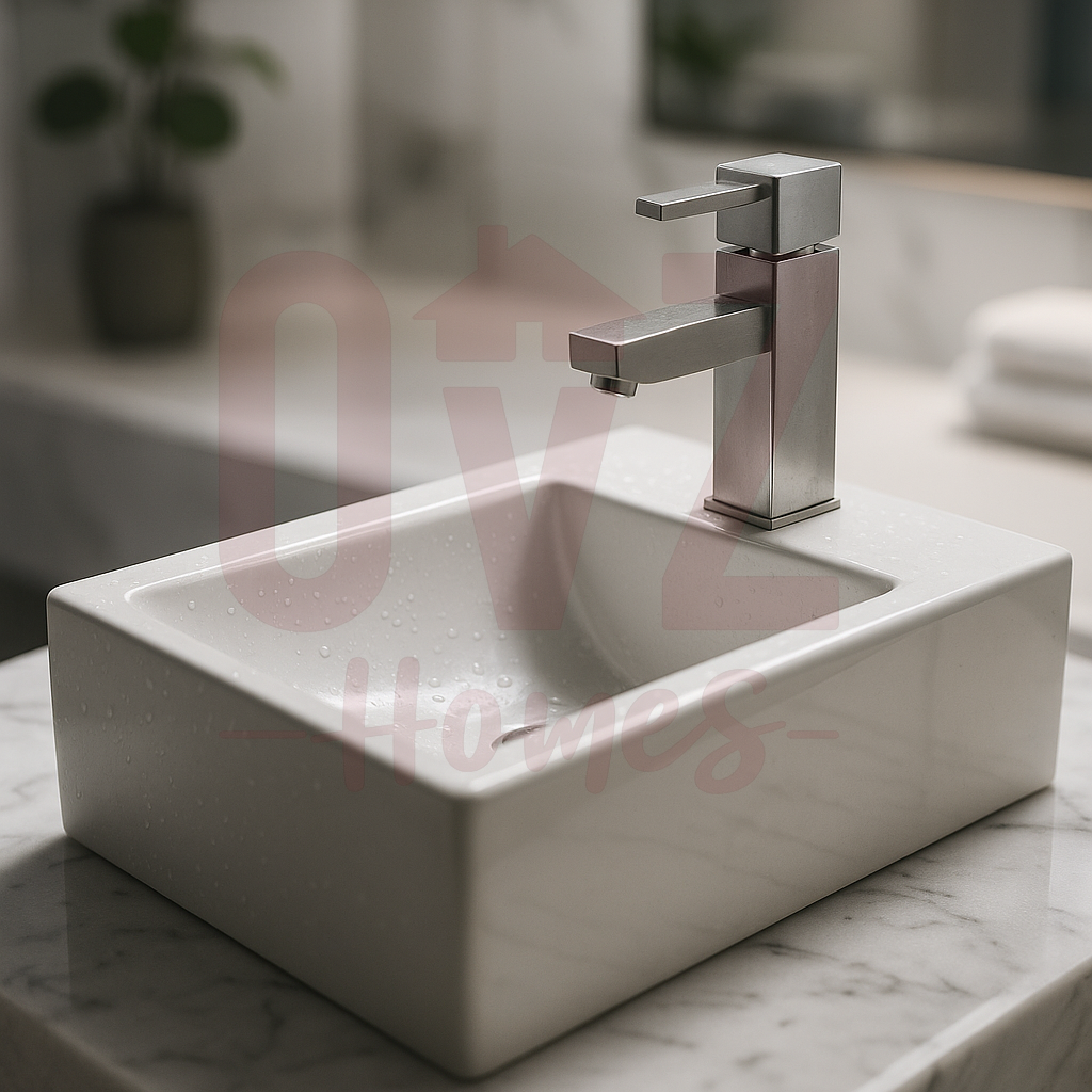 455x250x120mm Above Counter/Wall-hung Square White Ceramic Basin One Tap Hole