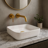 385*385*135mm Rectangle Above Counter Matt White Ceramic Basin