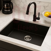 813*457*241mm  Black Single Big Bowl Granite Kitchen/Laundry Sink Top/Flush/Under Mount