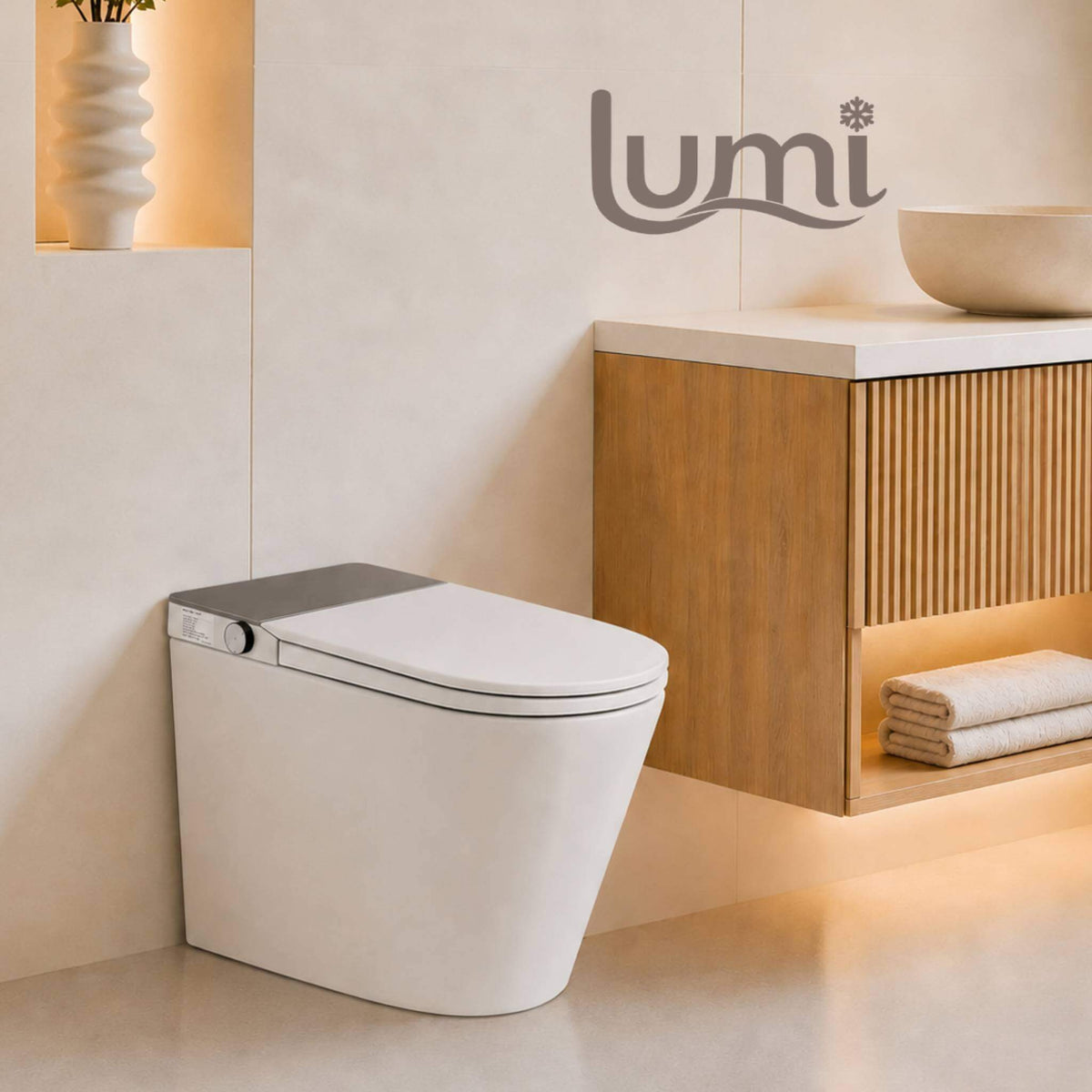 Lumi 678 Smart Toilet with Built-In Water Tank in gloss white