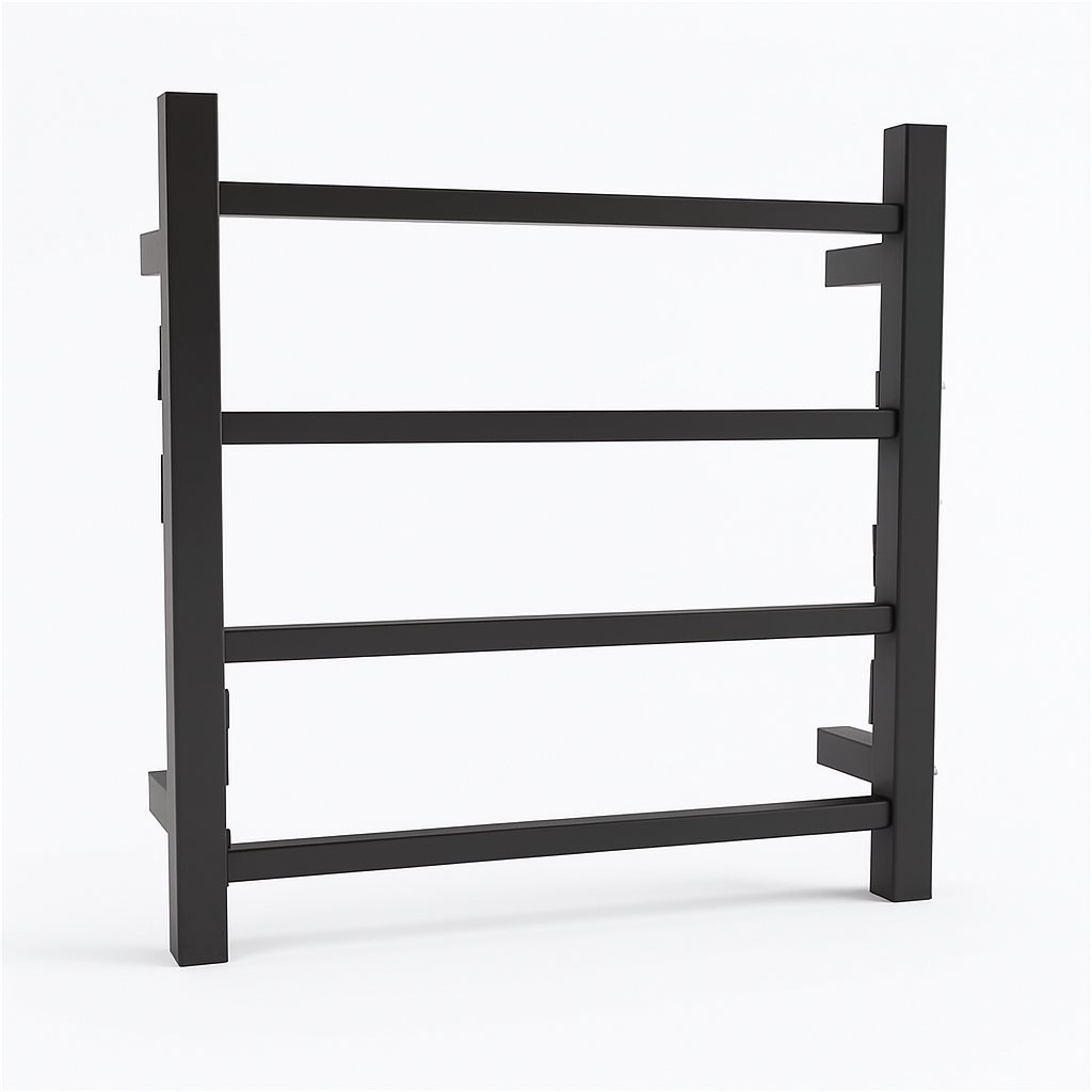 Square Stainless Steel Electric Heated Towel Rack 4 Bars, Multiple Colours Available