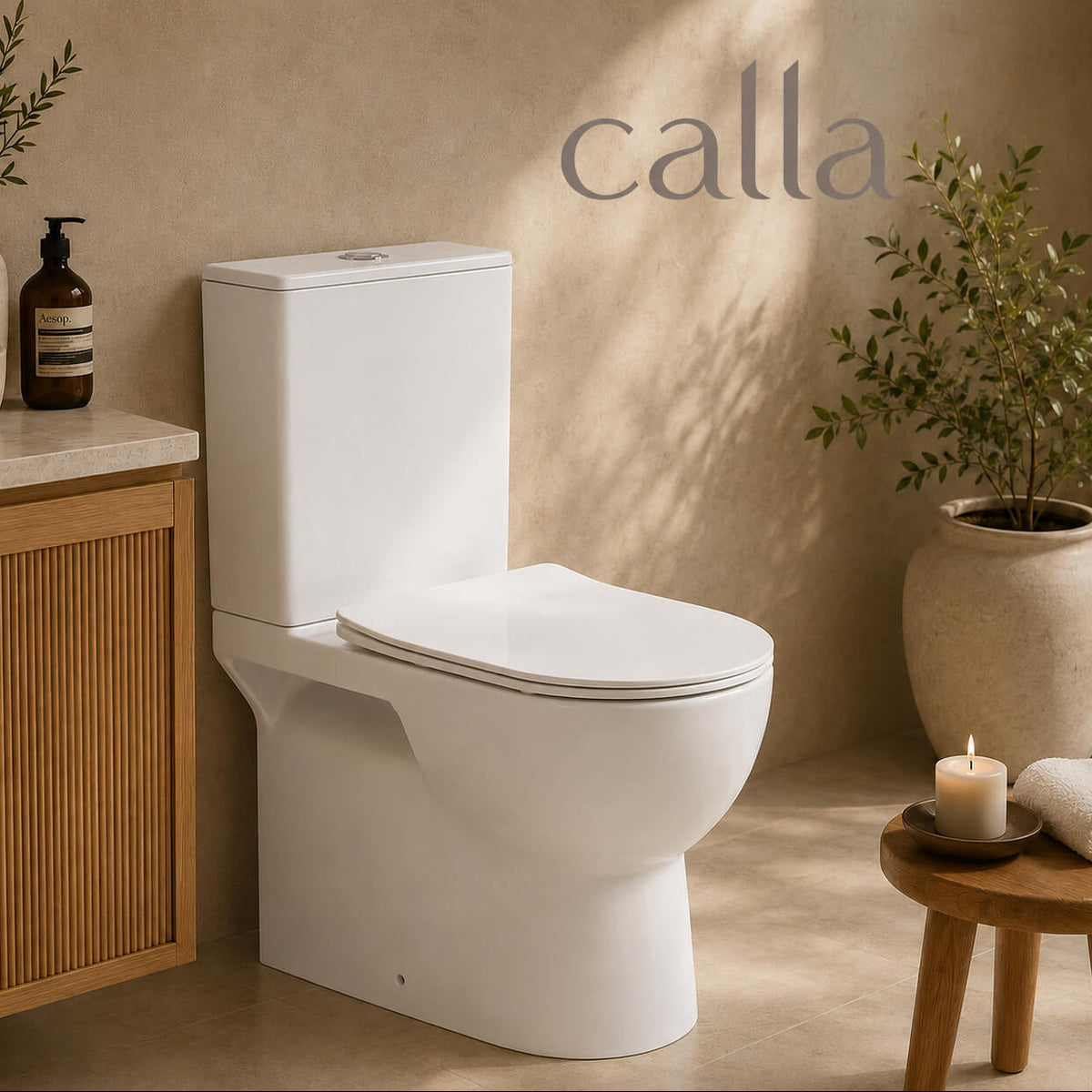 Calla 650 Back to Wall Rimless Toilet Suite – Gloss White