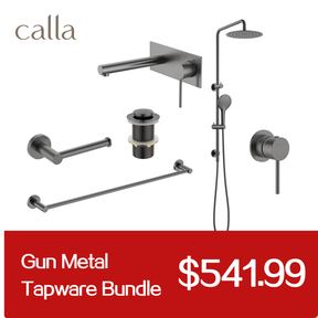 Calla Gun Metal Round Square Basin Wall with Plate Mixer Bundle