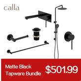 Calla Matt Black Round Square Basin Wall Mixer with Plate Bundle