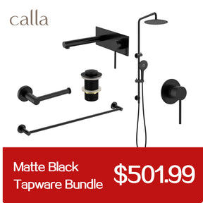 Calla Matt Black Round Square Basin Wall Mixer with Plate Bundle