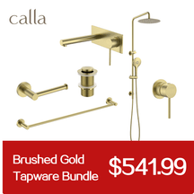 Calla Brushed Gold Round Square Basin Wall Mixer with Plate Bundle