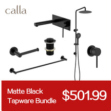 Calla Matt Black Round Square Basin Wall Mixer with Plate Bundle