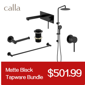 Calla Matt Black Round Square Basin Wall Mixer with Plate Bundle