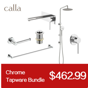 Calla Chrome Round Square Basin Wall Mixer Bundle
