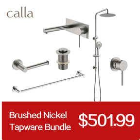 Calla Brushed Nickel Round Square Basin Wall Mixer with Plate Bundle