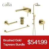 Calla Brushed Gold Round Square Basin Wall Mixer with Plate Bundle