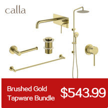 Calla Brushed Gold Round Basin Wall Mixer with Plate Bundle
