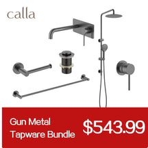Calla Gun Metal Round Basin Wall Mixer with Plate Bundle