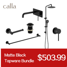 Calla Matt Black Round Basin Wall Mixer with Plate Bundle