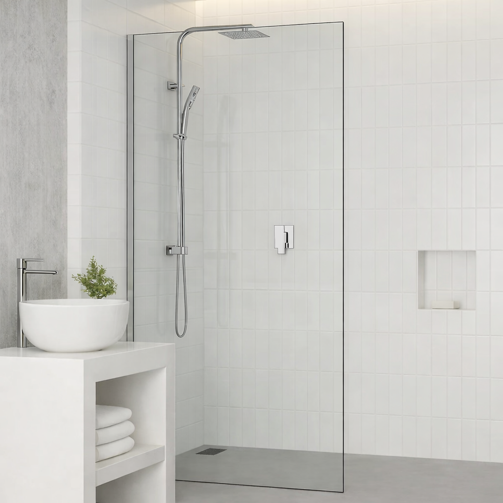 700 - 1200 x2000mm-single-panel-shower-screen-10mm-glass (Include U Channel)