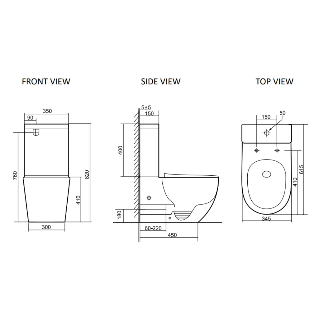 Buller 615 Back to Wall Rimless Toilet Suite – Gloss White