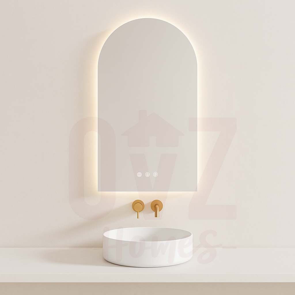 500x900mm Arch Backlit LED Mirror Motion Sensor Auto On Light