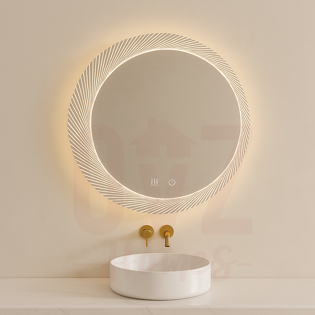 800mm Round Frontlit LED Mirror Touch Sensor Switch With Magnifier