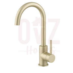 Gooseneck Swivel Sink Mixer Stainless Steel Variant Colour Available Lead-free copper