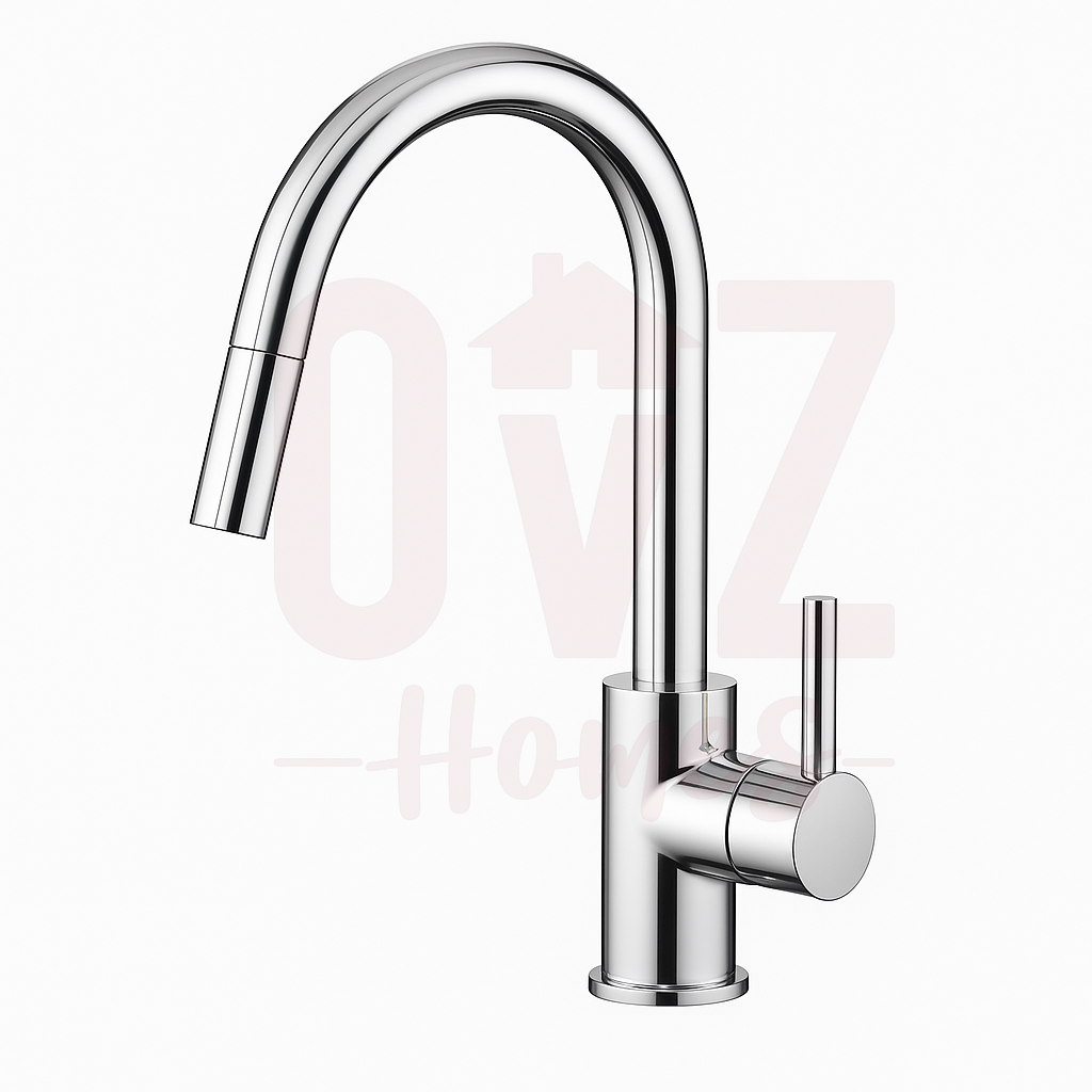 Brass Round Pull Out Sink Mixer Tap with 360° Swivel Variant Colour Available Lead-free copper