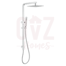 Square Wide Rail Twin Shower Station Top Water Inlet with 3 Functions Handheld In Various Colour Lead-free copper