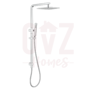 Square Wide Rail Twin Shower Station Top Water Inlet with 3 Functions Handheld In Various Colour Lead-free copper