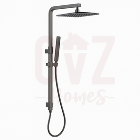 Square Wide Rail Twin Shower Station Top Water Inlet with 3 Functions Handheld In Various Colour Lead-free copper