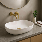 490x355x130mm Oval Above Counter Matt White Ceramic Basin Ultra Slim