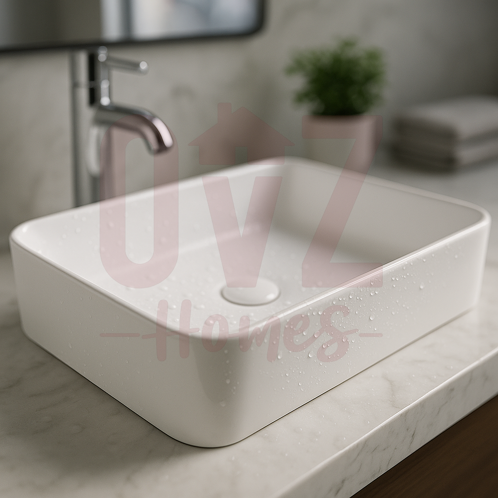 550*380*135mm Rectangle Above Counter  Gloss White Ceramic Basin