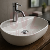600x395x120mm Oval  Gloss White Ceramic Above Counter Basin With Overflow Hole