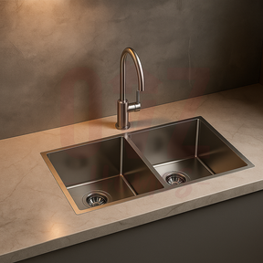 810*460mm Handmade Top/Undermount Double Bowls Kitchen Sink