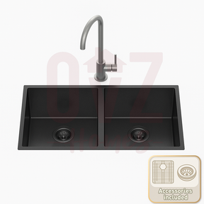 800*450mm Handmade Top/Undermount Double Bowls Kitchen Sink