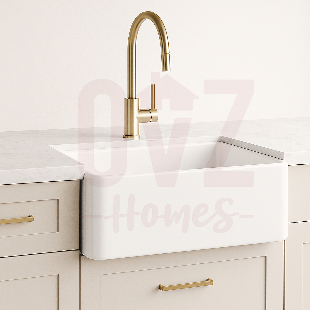 508x457x254mm Gloss White  Fireclay Farmhouse Sink Single Bowl Kitchen Laundry Sink