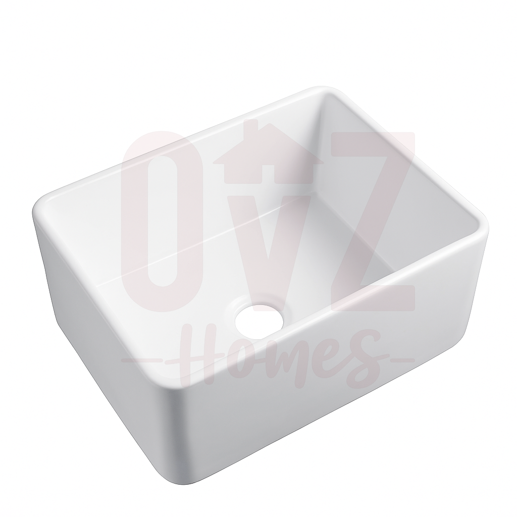 610x457x254mm Gloss White  Fireclay Farmhouse Sink Single Bowl Kitchen Laundry Sink
