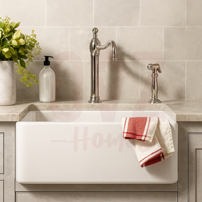 610x457x254mm Gloss White  Fireclay Farmhouse Sink Single Bowl Kitchen Laundry Sink