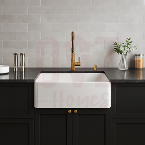 838x457x254mm Gloss White  Fireclay Farmhouse Sink Single Bowl Kitchen Laundry Sink