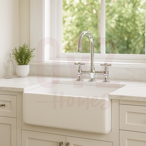 761x457x254mm Gloss White  Fireclay Farmhouse Sink Single Bowl Kitchen Laundry Sink