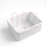 610x457x254mm Fireclay Gloss White Fluted Single Bowl Kitchen Butler Sink