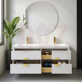 4-Door 1500/1800mm Wall Hung Bathroom Floating Vanity Double Bowls Multi-Colour Cabinet Only