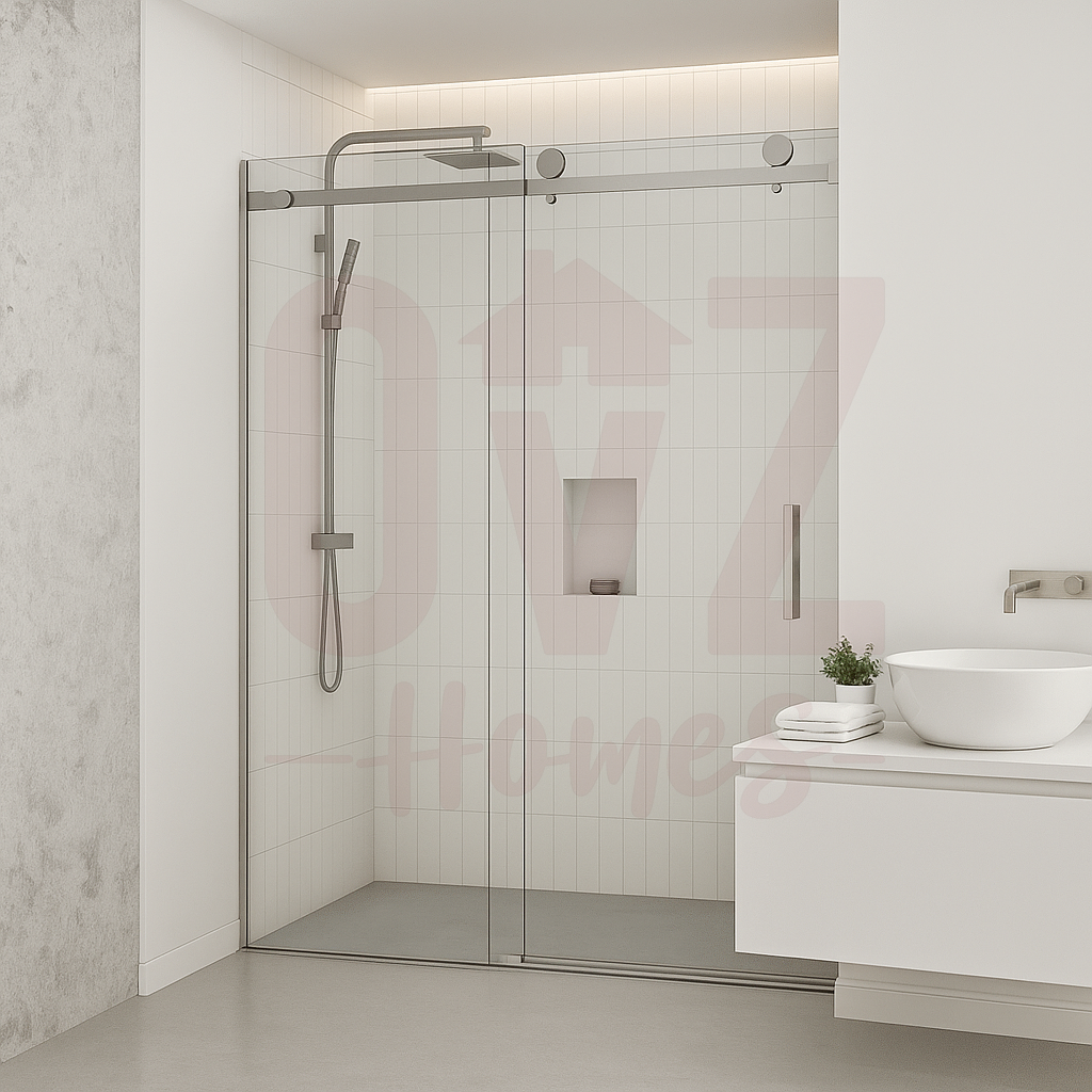 800/900/1000/12000*2000mm Shower Screen Wall to Wall Sliding Shower Screen Frameless Variant Colour Stainless Steel Square Rail