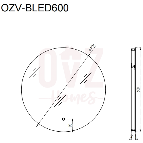 Round 600/800mm Backlit LED Mirror