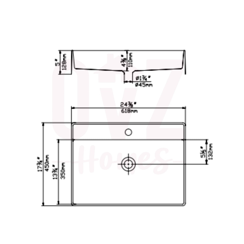 618x450x125mm Quartz Stone Basins