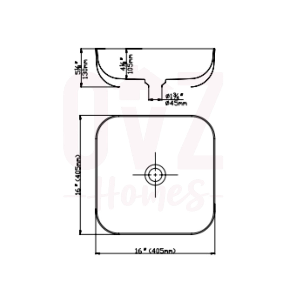 405x405x130mm Quartz Stone Basins