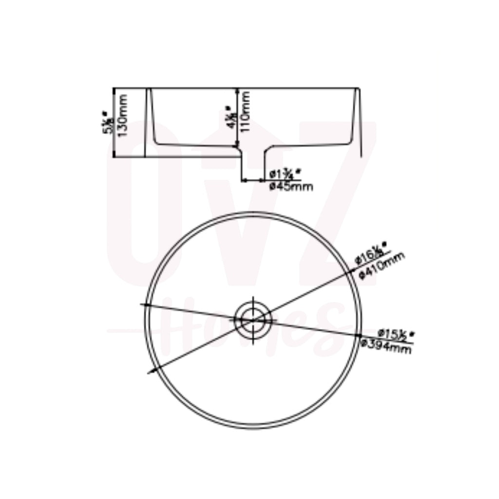 Φ410x130mm Quartz Stone Basins